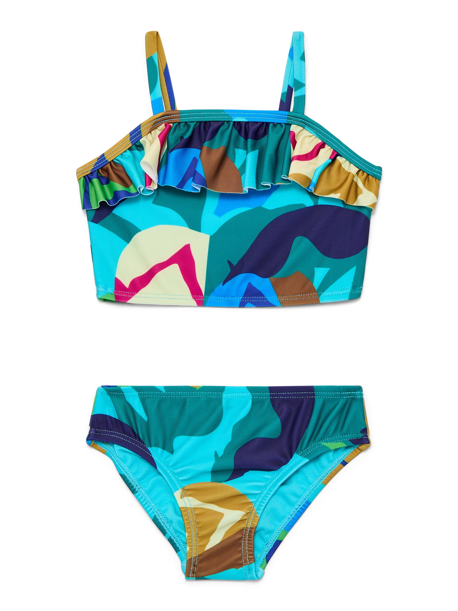 Wonder Nation Baby and Toddler Girl Ruffle Swim Tankini, 2-Piece, Sizes 12M-5T