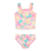 Wonder Nation Baby and Toddler Girl Ruffle Tankini Swimsuit, 2-Piece, Sizes 12M-5T