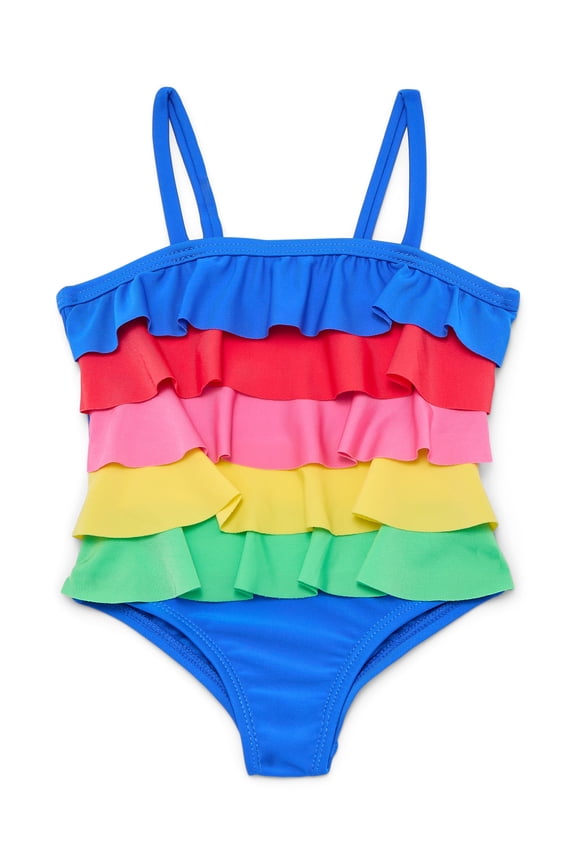 Baby and Toddler Girls Tiered Ruffle One Piece Swimsuit, Sizes 12M-5T