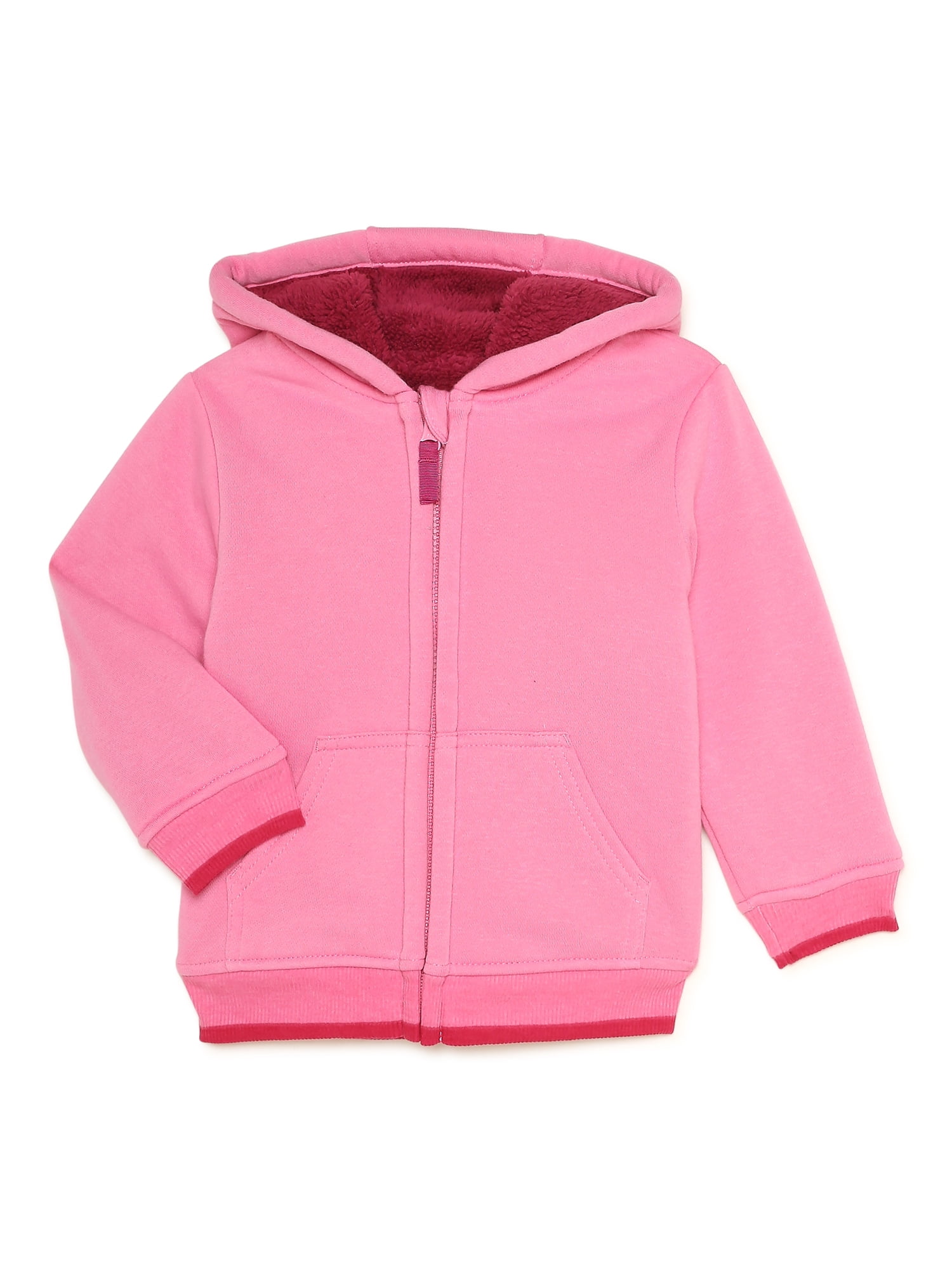 Wonder Nation Baby and Toddler Girl Sherpa Lined Hoodie, Sizes 12M-5T ...