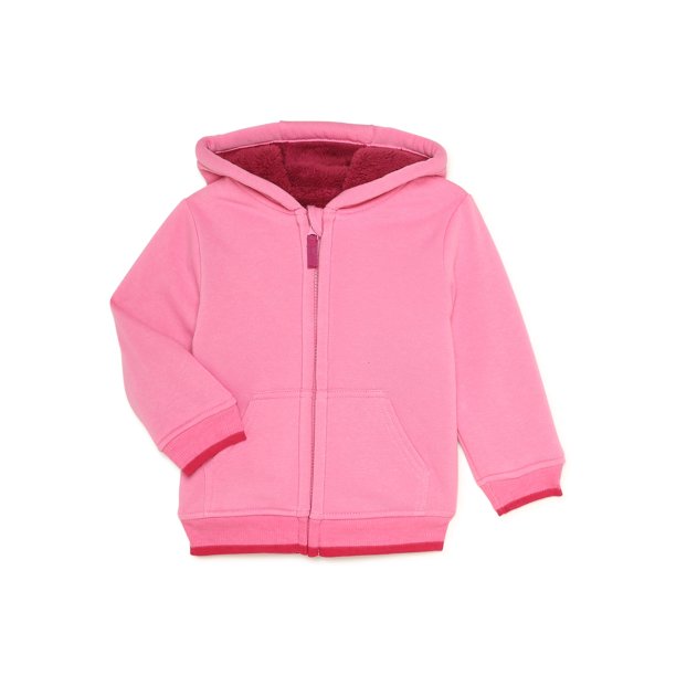 Wonder Nation Baby and Toddler Girl Sherpa Lined Hoodie, Sizes 12M5T