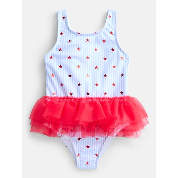 Wonder Nation Toddler Girls Tutu Swimsuit, 1-Piece, Sizes 12M-5T