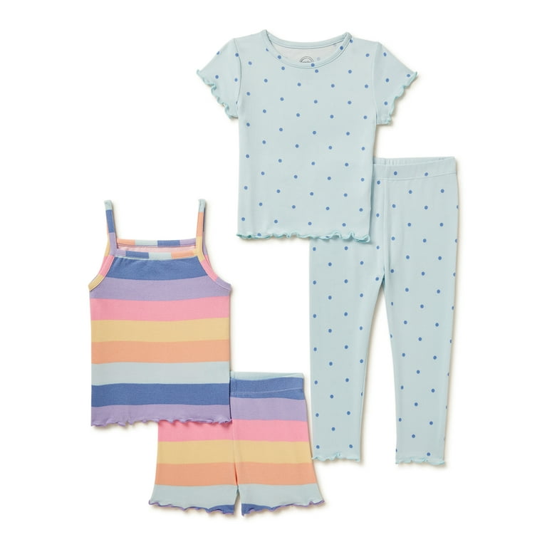 Wonder Nation Baby and Toddler Girls Hacci Knit Pajama Set 4 Piece Sizes 12M 5T Walmart