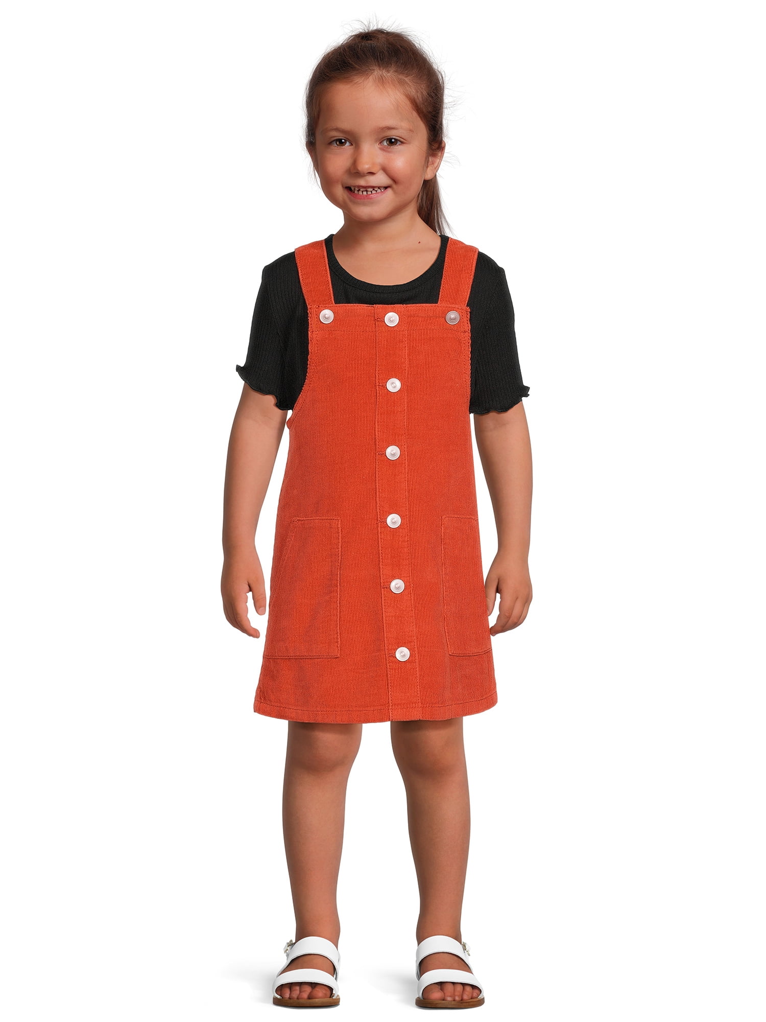 Wonder Nation Baby and Toddler Girls Faux Leather Jumper Dress, Sizes 12M -  5T 
