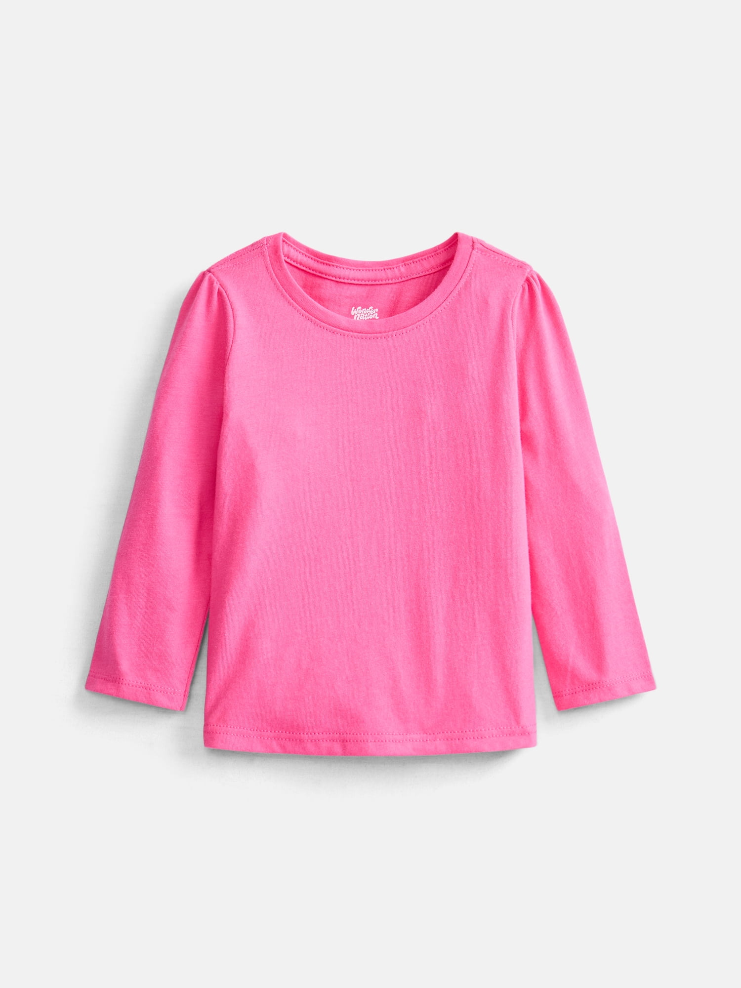 Wonder Nation Baby and Toddler Girls Graphic Tee with Long Puff Sleeves, Sizes 0M-5T