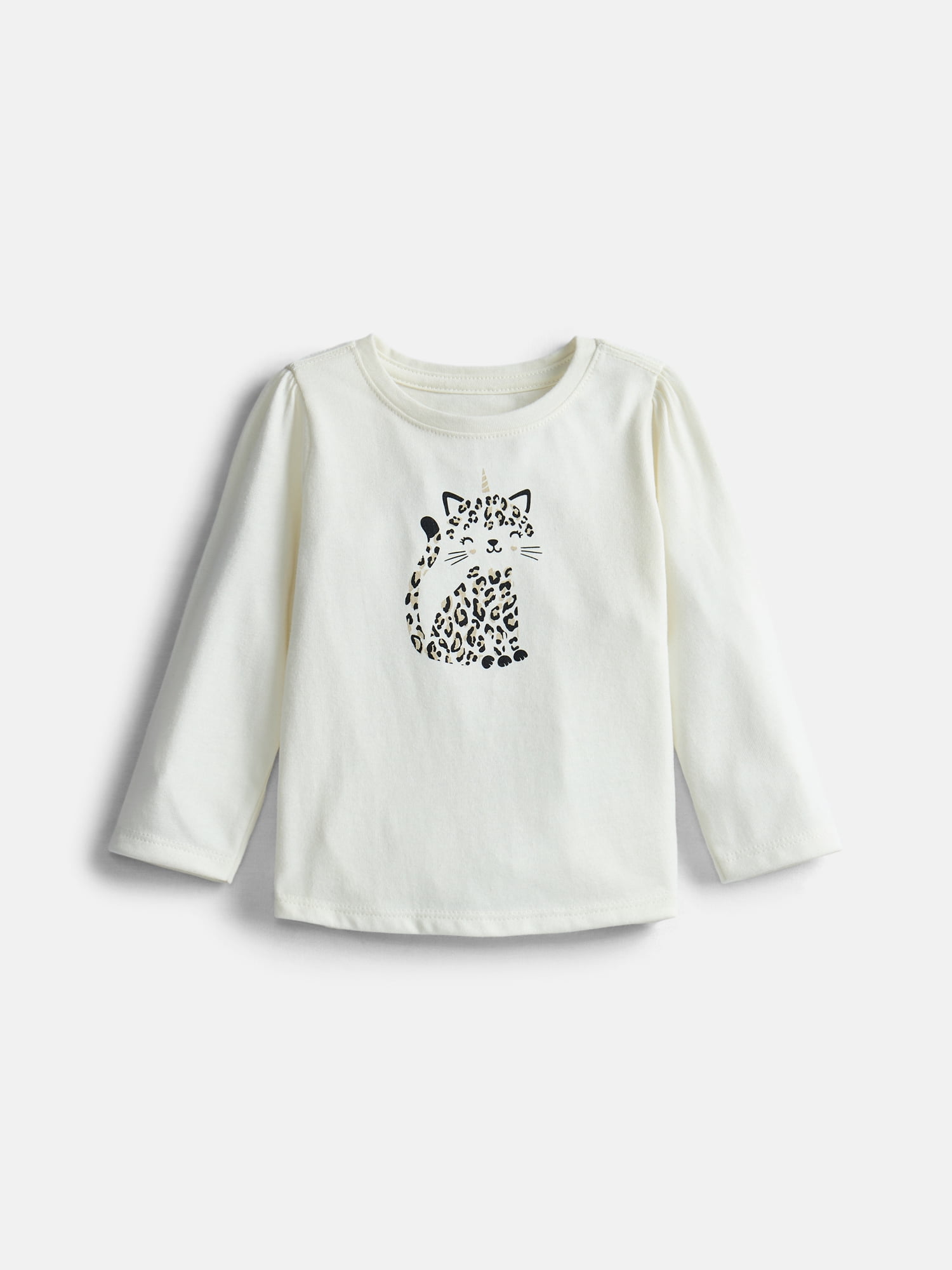 Wonder Nation Baby and Toddler Girls Graphic Tee with Long Puff Sleeves, Sizes 0M-5T