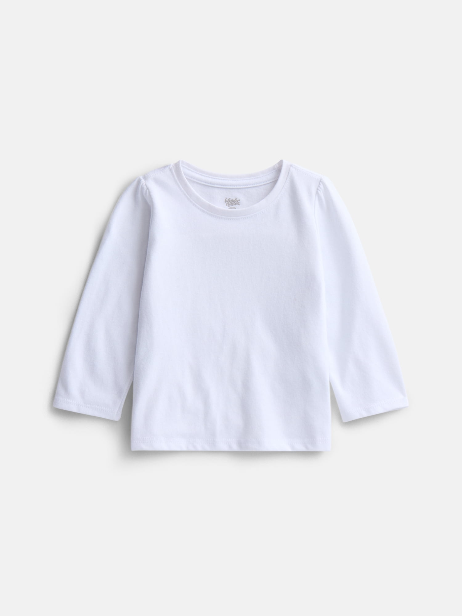 Wonder Nation Baby and Toddler Girls Graphic Tee with Long Puff Sleeves, Sizes 0M-5T