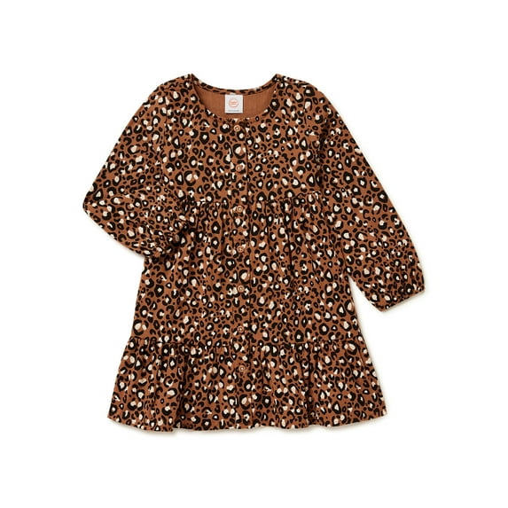 Wonder Nation Baby and Toddler Girls Long Sleeve Dress, Sizes 12M - 5T