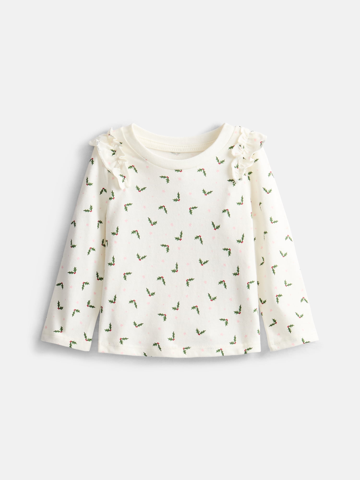 Wonder Nation Baby and Toddler Girls Long Sleeve Flutter Tee, Sizes 0M-5T
