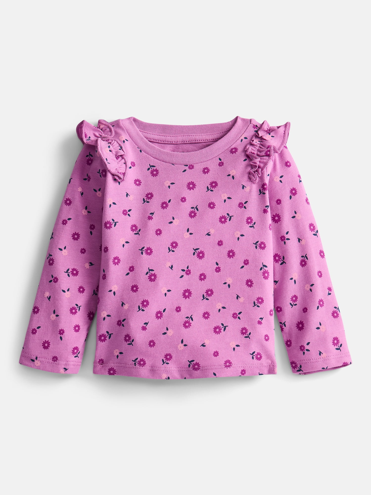Wonder Nation Baby and Toddler Girls' Tee with Long Flutter Sleeves, Sizes 0M-5T