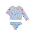 thumbnail image 1 of Wonder Nation Baby and Toddler Girl Ruffle Rash Guard Swim Set, 2-Piece, Size 12M-5T, 1 of 3