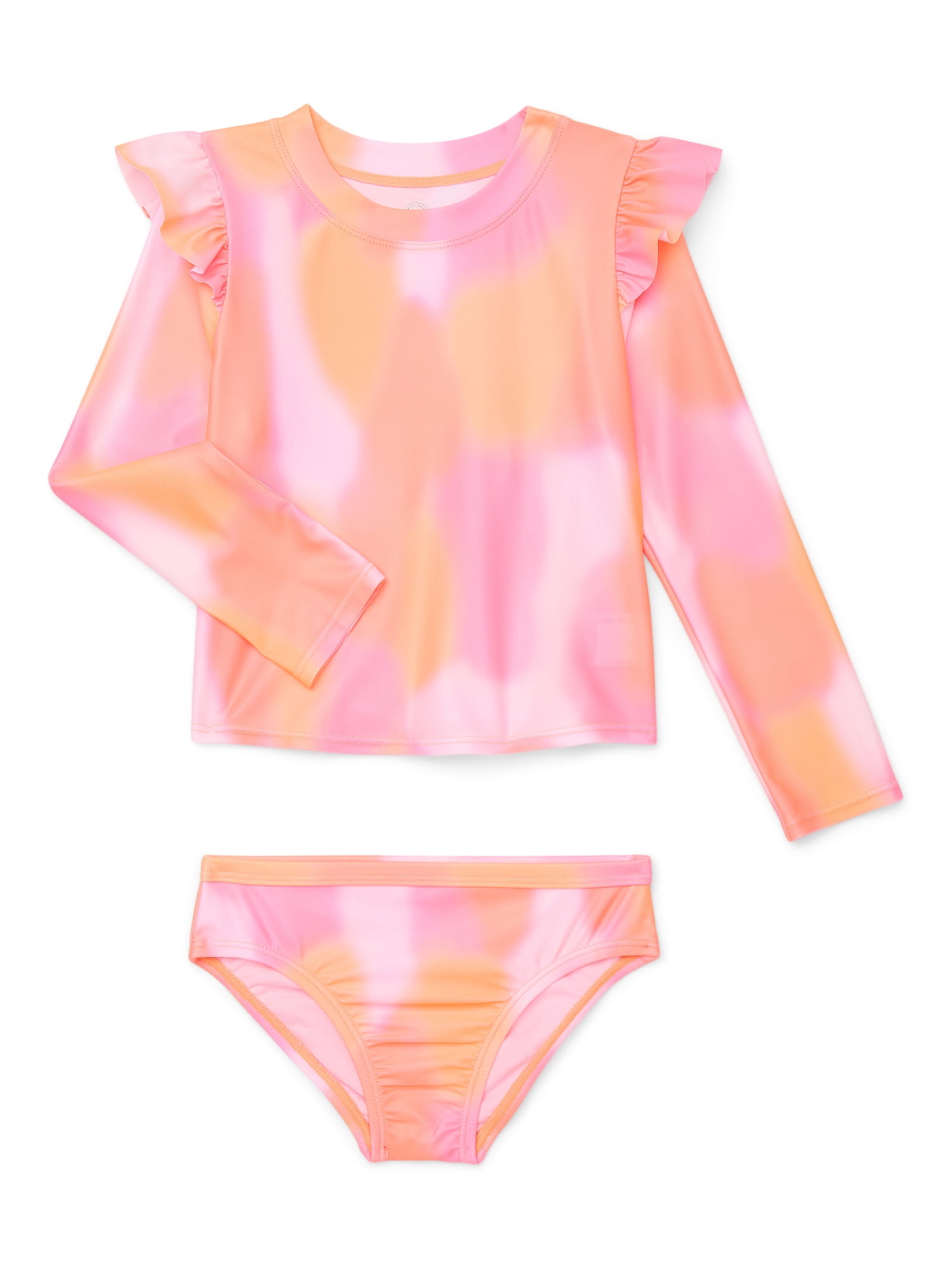 Wonder Nation Baby and Toddler Girl Long- Sleeve Rash Guard Swim Set, 2-Piece, Size 12M-5T