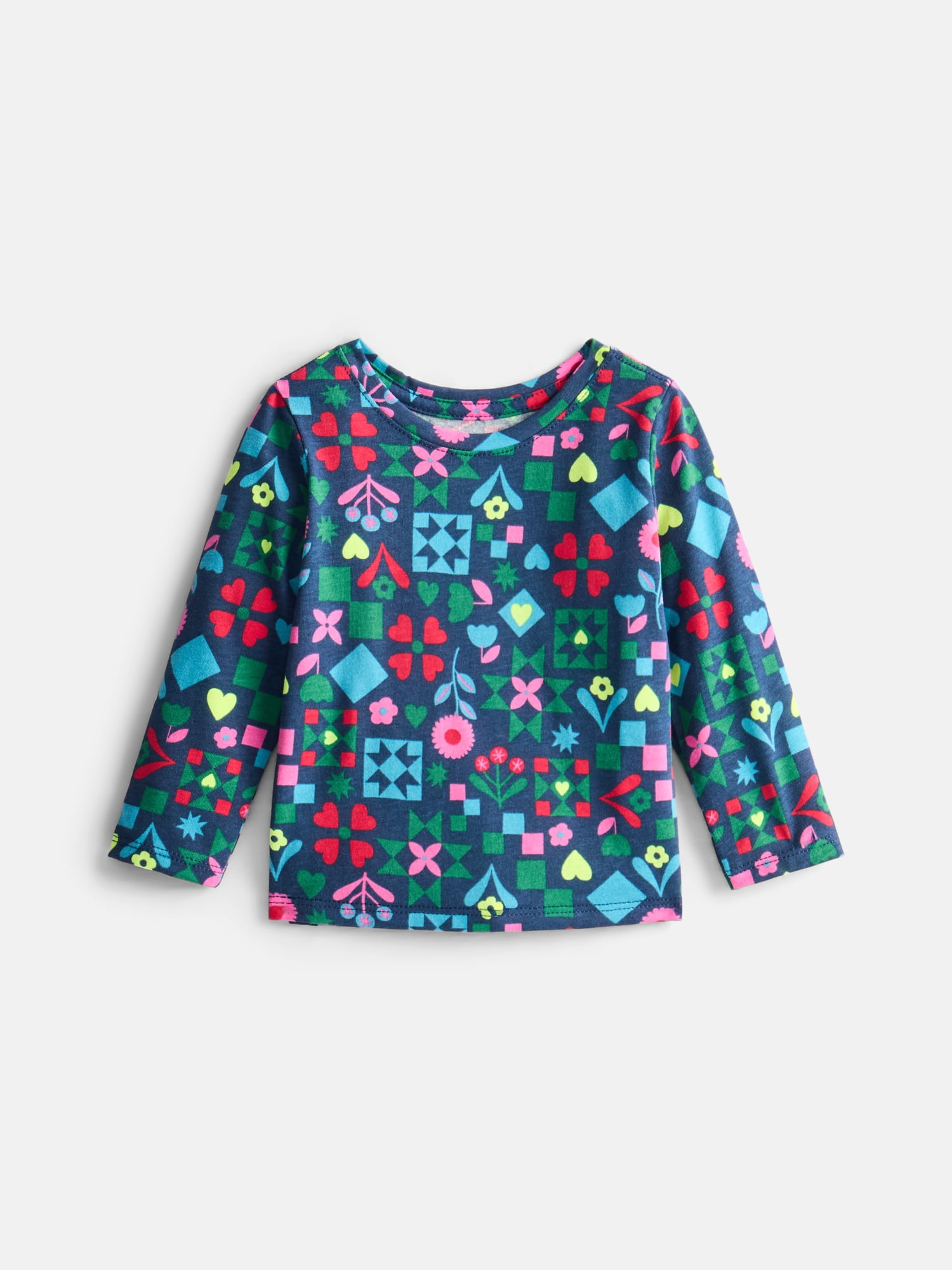 Wonder Nation Baby & Toddler Girls Tee with Long Sleeves, Sizes 0M-5T