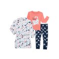 Wonder Nation Baby and Toddler Girls Pajamas and Robe Set, 3Piece Size 12M5T