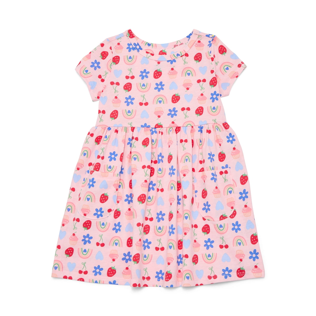 Baby and Toddler Girls Play Dress with Short Sleeves, Sizes 0/3M-5T