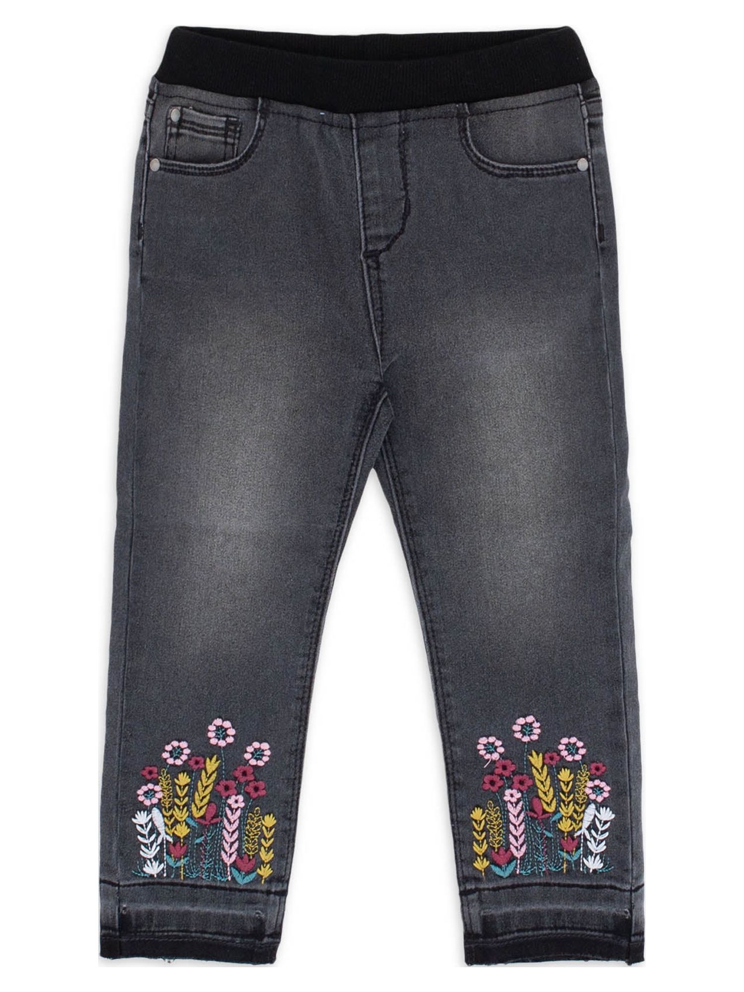 Wonder Nation Baby and Toddler Girls' Pull-On Skinny Jeans with Embroidery, Sizes 12M-5T - image 1 of 2