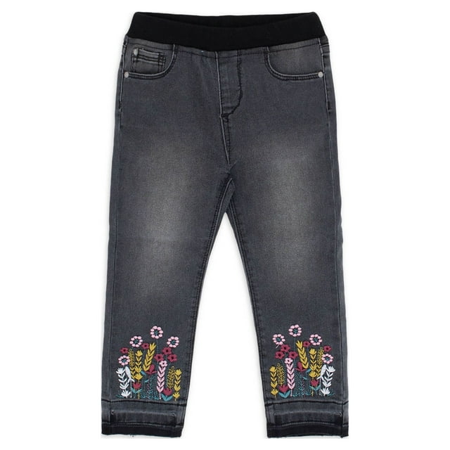Wonder Nation Baby and Toddler Girls' Pull-On Skinny Jeans with Embroidery, Sizes 12M-5T