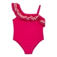 thumbnail image 1 of Wonder Nation Toddler Girl Ric- Rac Ruffle One- Piece Swimsuit, Sizes 12M-5T, 1 of 3