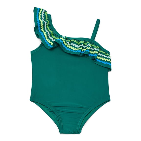 Wonder Nation Toddler Girl Ric- Rac Ruffle One- Piece Swimsuit, Sizes 12M-5T