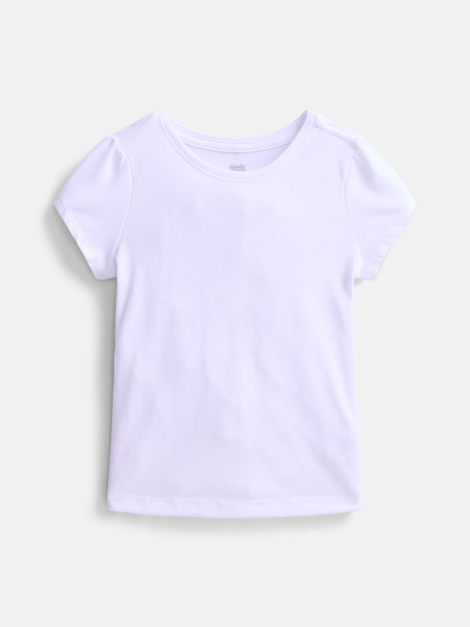 Wonder Nation Baby and Toddler Girls Tee with Short Puff Sleeves, Sizes 0M–5T