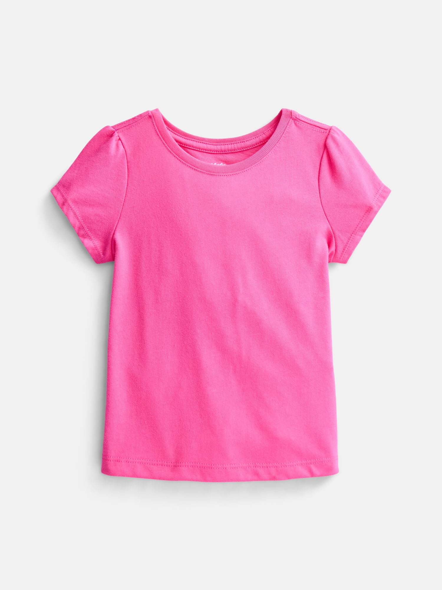 Wonder Nation Baby and Toddler Girls Tee with Short Puff Sleeves, Sizes 0M–5T
