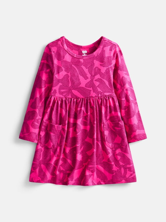 Baby and Toddler Girls Long Sleeve Dress, Sizes 0M-5T