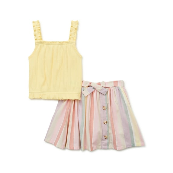 Wonder Nation Baby and Toddler Girls Skirt Set, 2-Piece, Sizes 12M-5T
