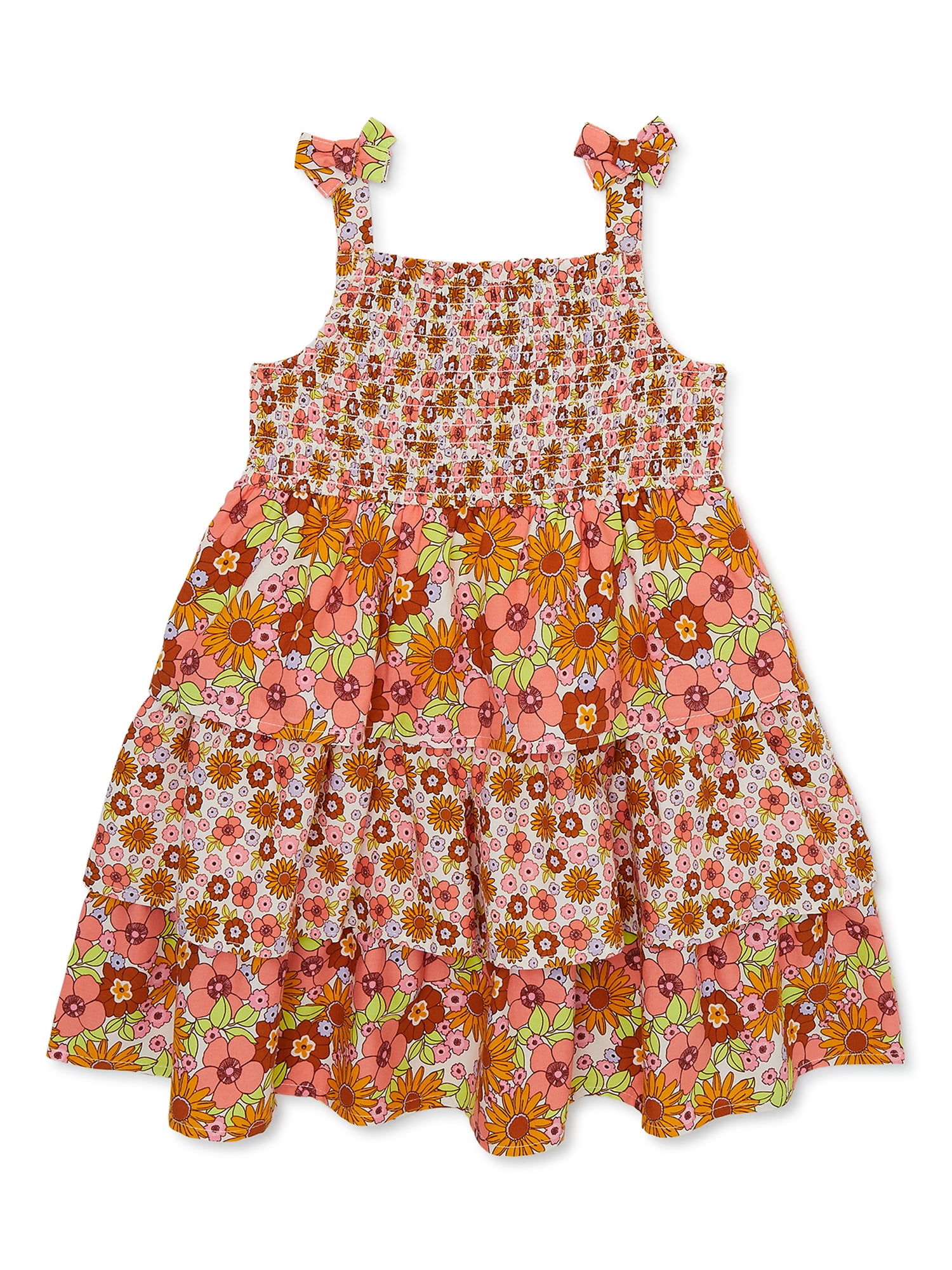 Wonder Nation Baby and Toddler Girls Sleeveless Smocked Dress, Sizes ...
