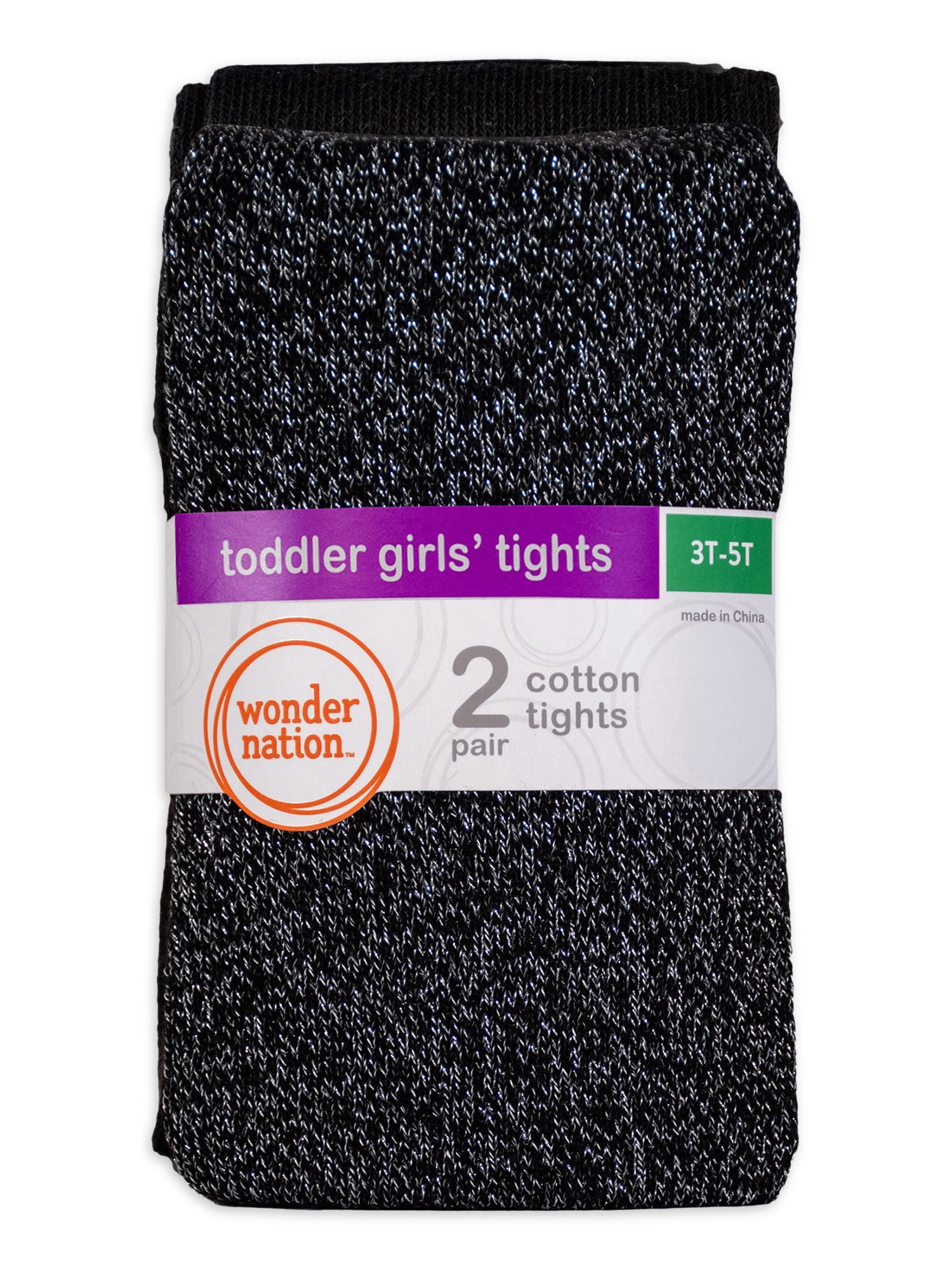 Wonder Nation Baby and Toddler Girls’ Sparkle Tights, 2Pack, Sizes 6M