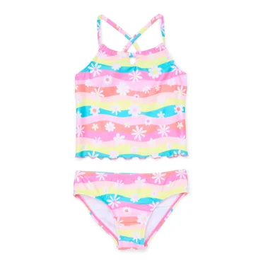 Wonder Nation Baby and Toddler Girls Tankini Top and Bottom, 2-Piece Swim Set, Sizes 12M-5T