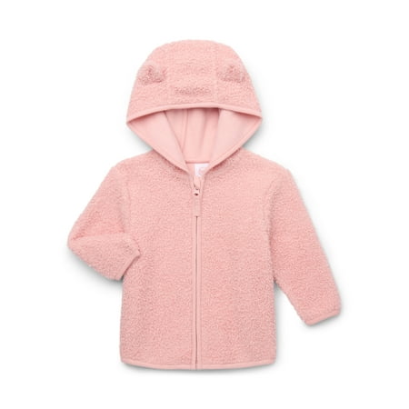 Wonder Nation Baby and Toddler Teddy Fleece Jacket with Hood, Sizes 12M-5T