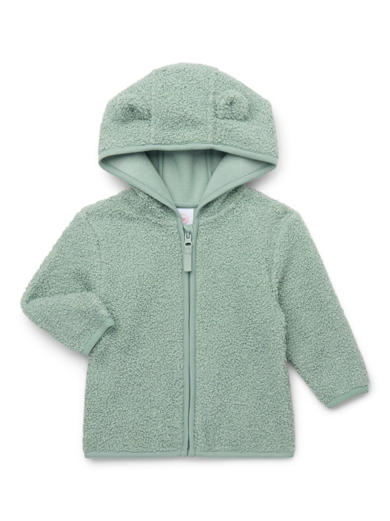 Wonder Nation Baby and Toddler Teddy Fleece Jacket with Hood