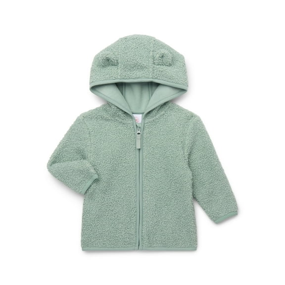 Wonder Nation Baby and Toddler Teddy Fleece Jacket with Hood, Sizes 12M-5T