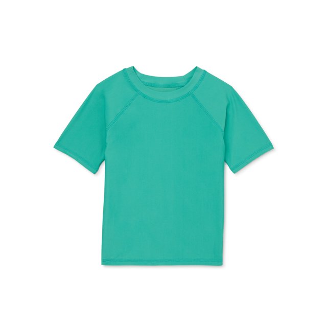 Wonder Nation Baby and Toddler Unisex Swim Rash Guard with Short Sleeves, Sizes 12M5T
