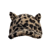 Wonder Nation Baseball Hat, Leopard Print Faux Fur