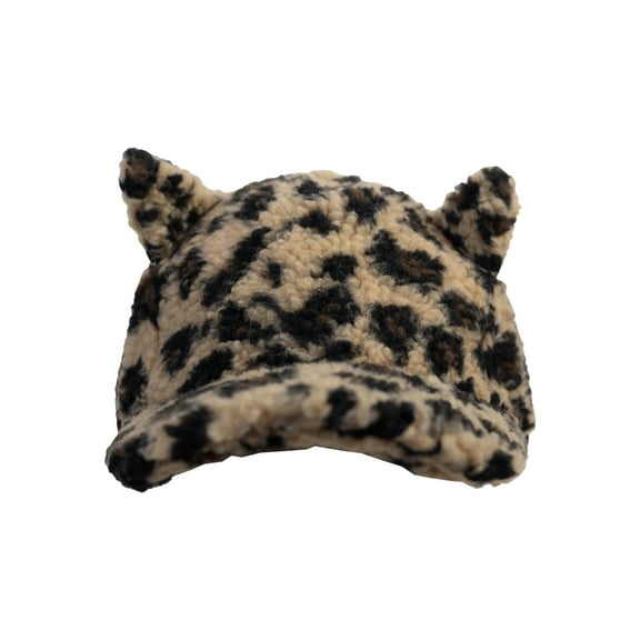 Wonder Nation Baseball Hat, Leopard Print Faux Fur