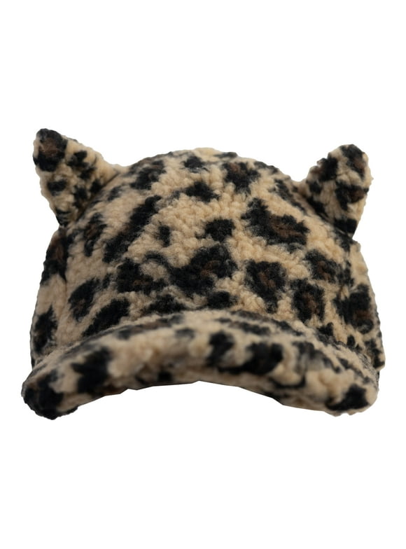 Baseball Hat, Leopard Print Faux Fur