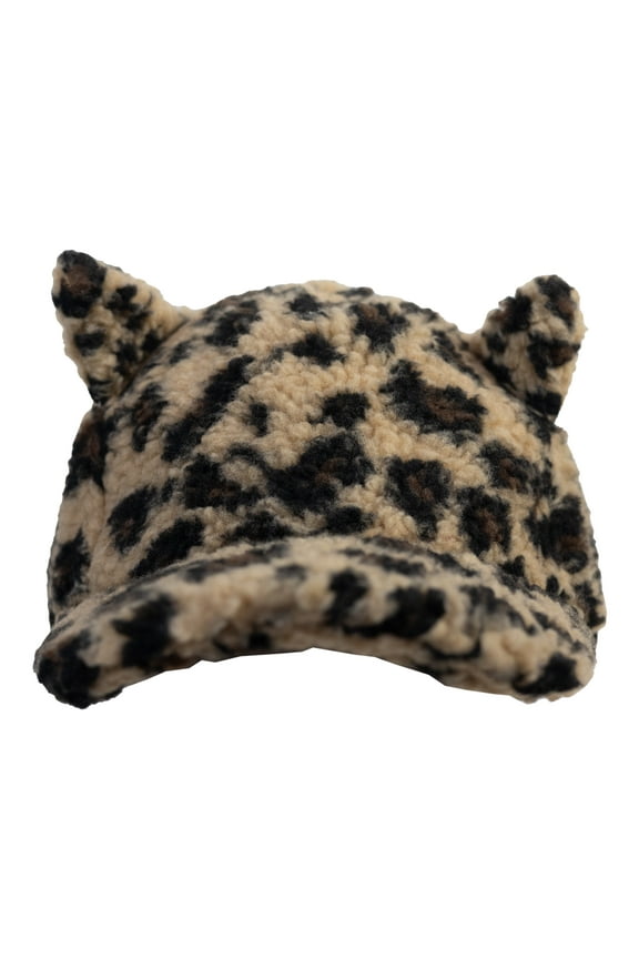 Baseball Hat, Leopard Print Faux Fur