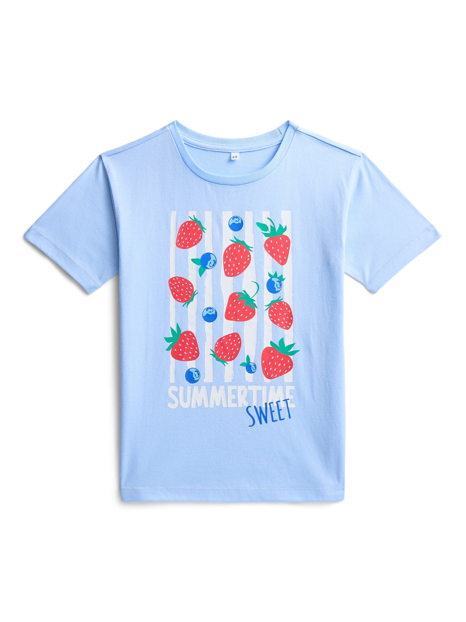 Wonder Nation Girls Berry Cute Graphic Tee with Short Sleeves, Sizes 4-18