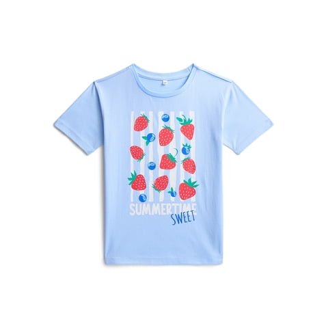 Girls Berry Cute Graphic Tee with Short Sleeves, Sizes 4-18