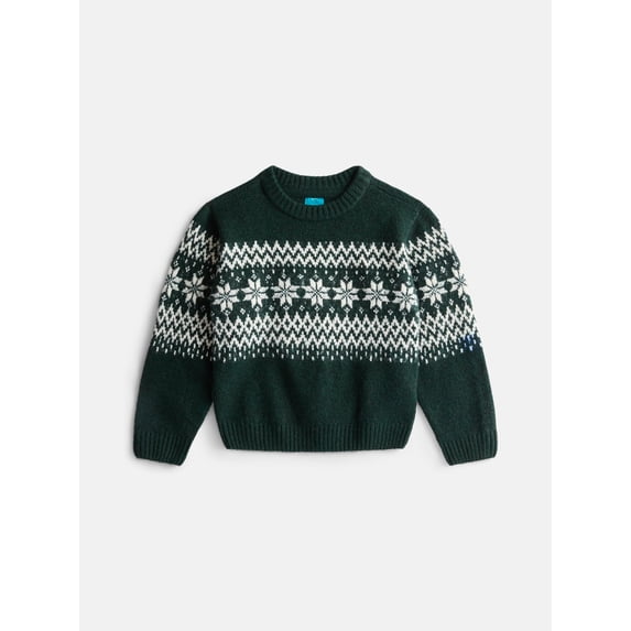 Wonder Nation Boys' Fair Isle Sweater with Long Sleeves, Sizes 4-18