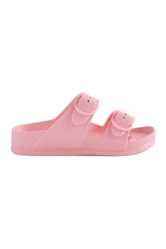 Little and Big Boys or Girls Two Buckle Footbed Slide Sandals