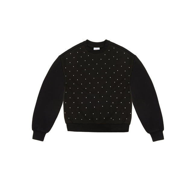 Wonder Nation Girls Embellished Sweatshirt, Sizes 4 - 18 & Plus