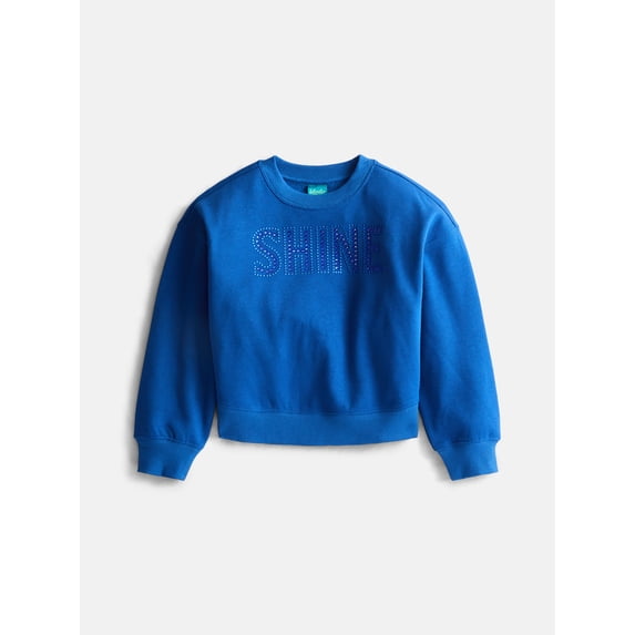 Wonder Nation Girls Fleece Crewneck Sweatshirt, Sizes 4-18 & Plus