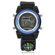 Wonder Nation Black and Blue LED Fast Strap Watch with Compass WN4034WM