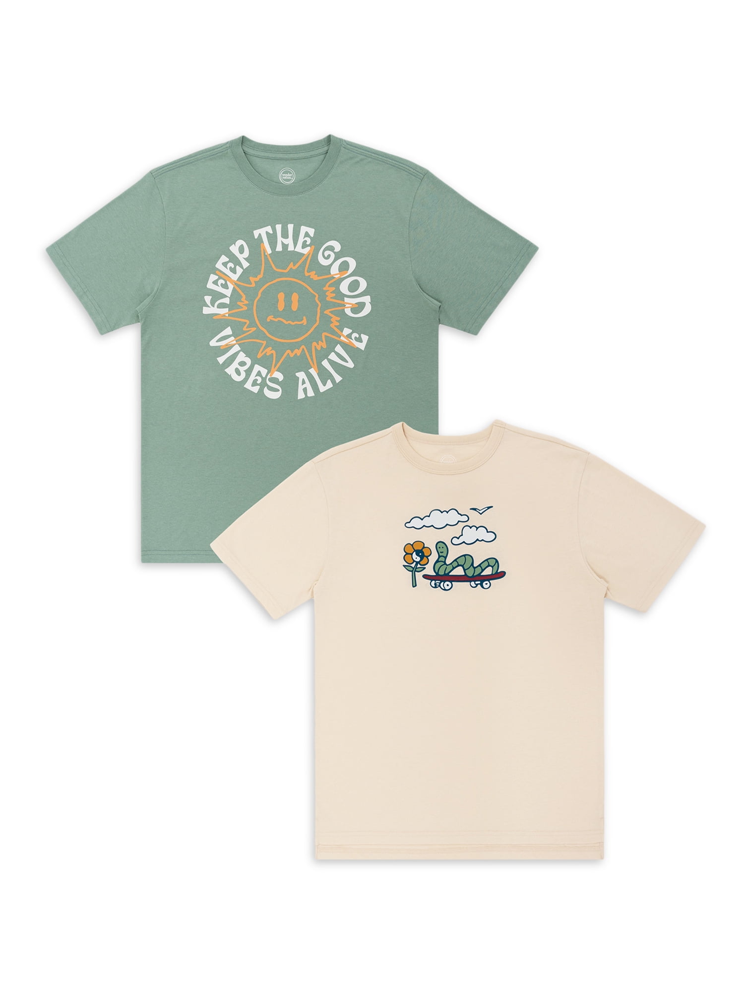 Wonder Nation Boy's Graphic Short Sleeve T-shirt, 2-Pack, Sizes 4-18 ...