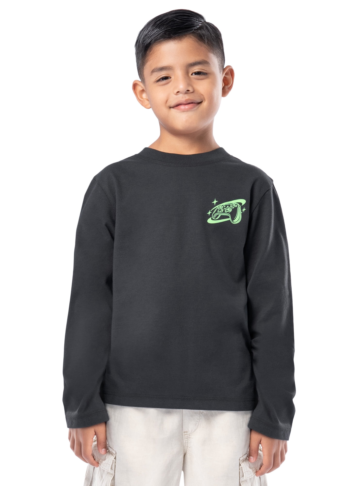 Wonder Nation Boy's Long Sleeve Elevated Graphic T-Shirt, Sizes 4-18 & Husky