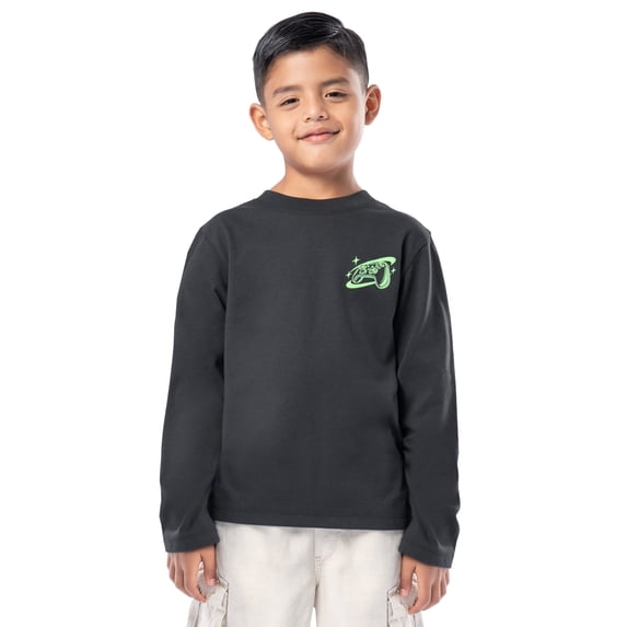 Wonder Nation Boy's Long Sleeve Elevated Graphic T-Shirt, Sizes 4-18 & Husky