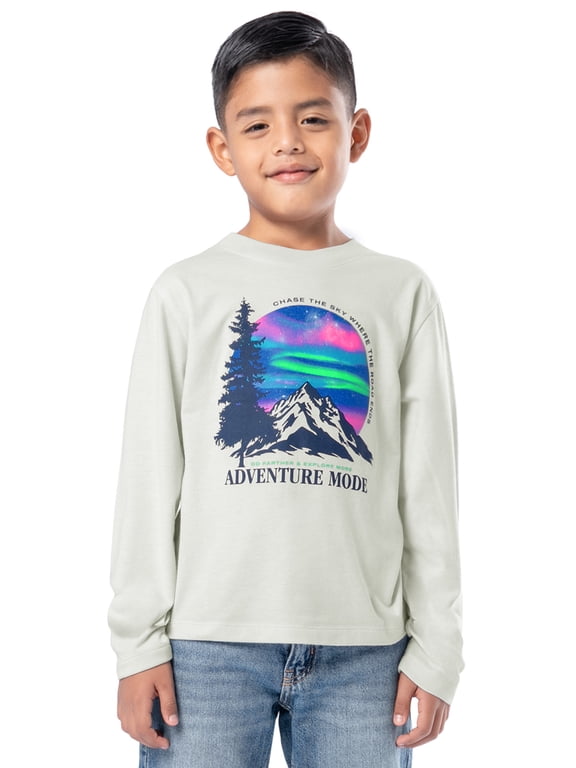 Boy's Long Sleeve Elevated Graphic T-Shirt, Sizes 4-18 & Husky