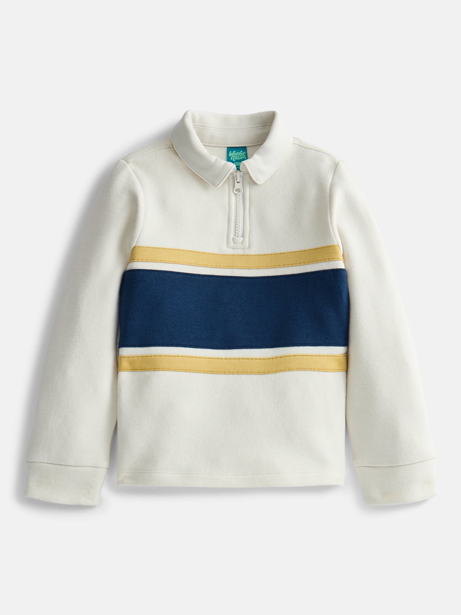 Wonder Nation Boys' Quarter Zip Rugby Fleece Pullover, Sizes 4-18 & Husky